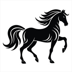 Obraz premium Majestic Horse Silhouette Vector Illustration – Equestrian Icon, Wild Horse, Farm Animal, Nature and Wildlife Design for Outdoor, Ranch, and Animal-Themed Projects