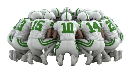Football team huddle sports field action shot team spirit strategy session cut out png