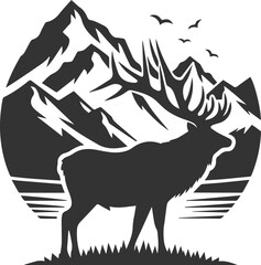 Silhouette illustration of a elk animal vector drawing