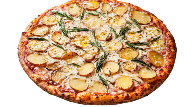 Crispy Rosemary Potato Pizza: Rustic Italian Delight food meal menu tasty lunch herbs     