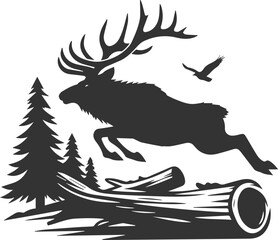 Silhouette illustration of a elk animal vector drawing