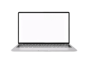 Fototapeta premium Laptop with a blank screen positioned on a transparent background.