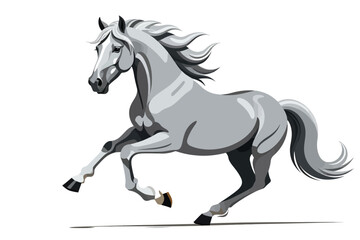 Majestic Grey Horse Illustration - Vector Art of a Galloping Stallion - Elegant Equine Design for Animal Lovers and Graphic Projects