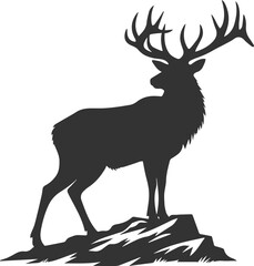 Silhouette illustration of a elk animal vector drawing