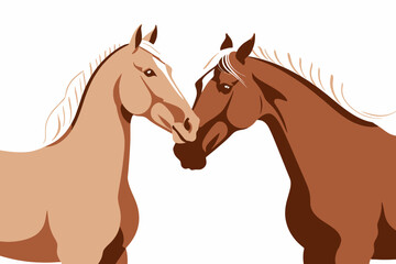 Two Horses in Love Illustration-Equine Art-Animal Lovers Gift-Horseback Riding-Stable Decor-Artwork for Horse Enthusiasts-Digital Art-Animal Illustration