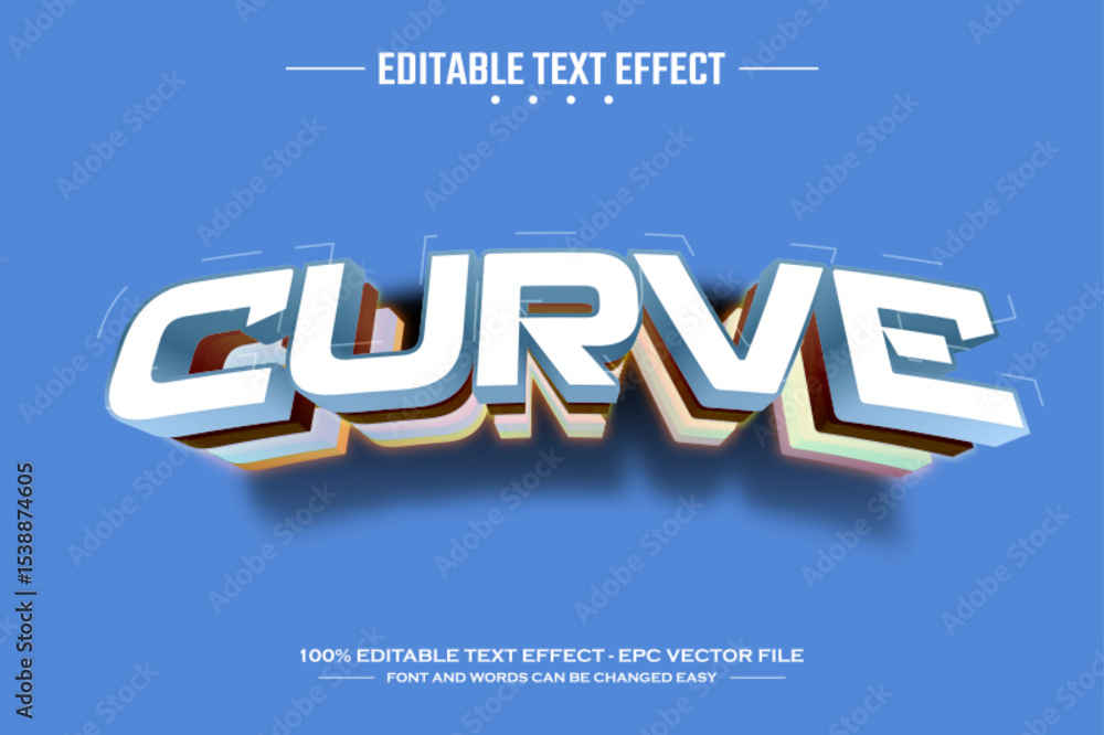 Poster curve 3d editable text effect template