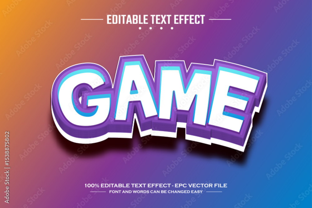 Poster game 3d editable text effect template