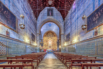 Interior view of the richly decorated Sanctuary of Consolacion