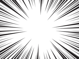 Obraz premium Manga comic explosion, motion or movement effect, vector background. Manga anime cartoon radial speed lines and abstract pattern for comic book burst, flash ray or explode bang action