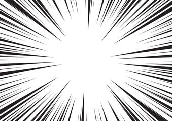 Obraz premium Manga comic explosion, motion or movement effect, vector background. Manga anime cartoon radial speed lines and abstract pattern for comic book burst, flash ray or explode bang action 