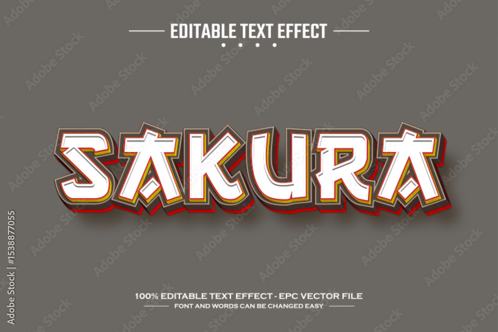 Poster sakura 3d editable text effect template