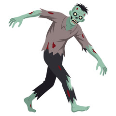 Creepy Zombie Character Walking Through Haunted Landscape, Perfect for Horror Themes and Scary Illustrations in Movies, Games, and Art Projects