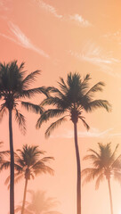 Silhouetted Palm Trees at Sunset