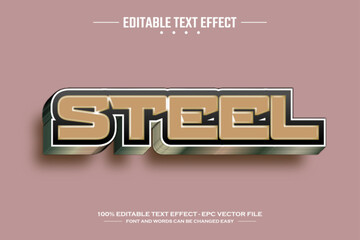 Steel 3D editable text effect template