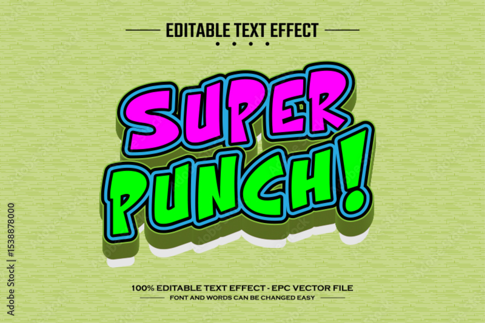 Poster super punch 3d editable text effect template