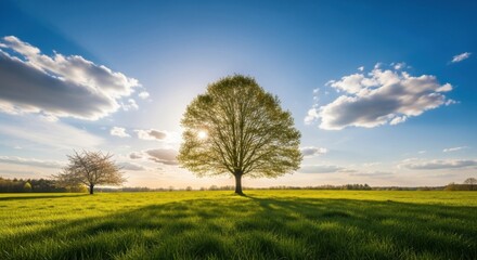 A Green Tree in the Summer Season Sky Light