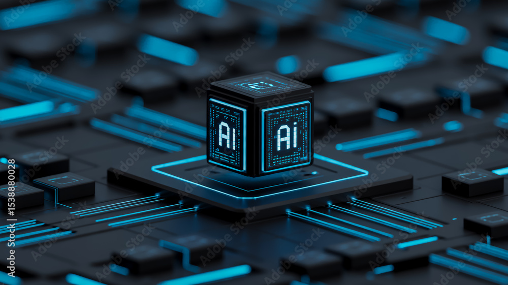 Aufkleber ai artificial intelligence technology future innovation digital transformation concept design cube