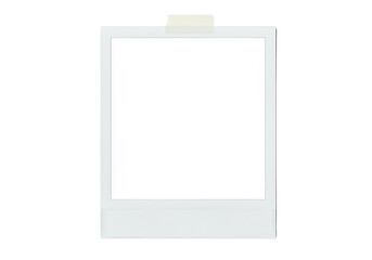 Empty polaroid frame with adhesive tape on PNG background for mockup, polaroid, frame, photo frame, empty, white, isolated, black background, adhesive tape, tape, mockup, template, retro, vintage, ins