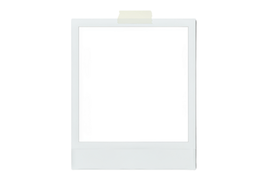 Empty polaroid frame with adhesive tape on PNG background for mockup, polaroid, frame, photo frame, empty, white, isolated, black background, adhesive tape, tape, mockup, template, retro, vintage, ins