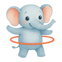Fototapeta premium PNG Cute elephant hula hooping