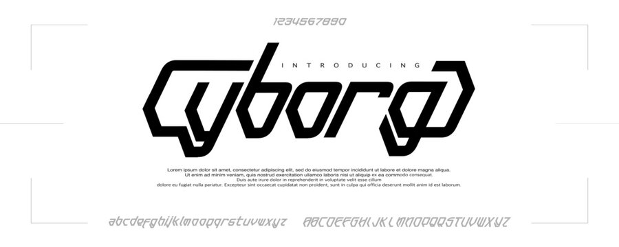 Font Cyborg, an abstract technology science alphabet font. digital robotic game typography vector illustration design Important information futuristic  space and astronaut. Cover, book and design - Powered by Adobe