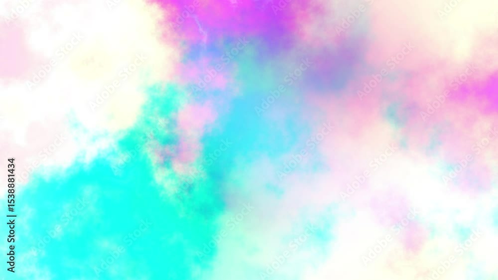 Poster Seamless abstract psychedelic wavy background for loop playback. 4k video. Cloudy nebula background. Natural retro colors.
