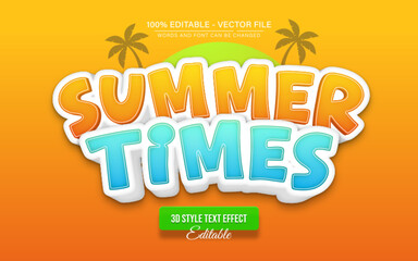 Summer times yellow cartoon 3d text effect editable