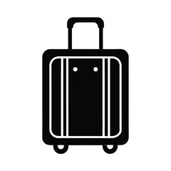 Black and white suitcase icon for travel design