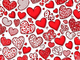 Red hearts pattern, Valentine's, digital, love, background, website