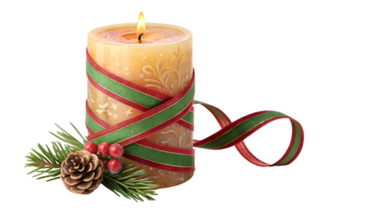 Christmas  candle isolated on transparent background