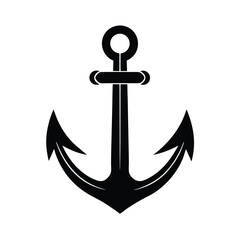 Simple Black Anchor Isolated on White Background