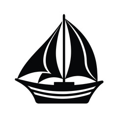 Simple Black and White Sailboat Icon Illustration
