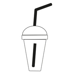 Cold drink icon. Beverage glass vector. Smooth straw shape. Minimal refreshment cup.