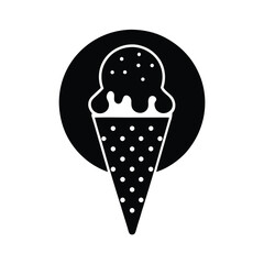 Black and white ice cream cone icon design