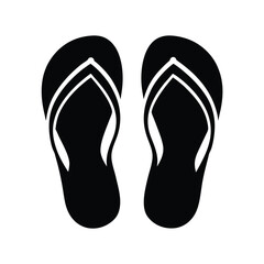 Black and White Flip Flops Icon Illustration