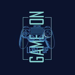 Game On Level Up Game pad console vector graphic
