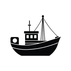 Fishing boat silhouette on white background vector illustration
