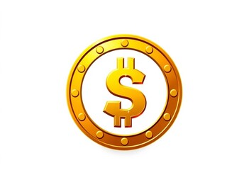 Obraz premium Golden dollar coin icon, vector illustration, isolated on white, financial, sign
