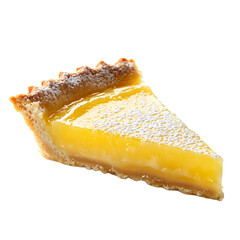 Slice of Lemon Tart with Golden Crust and Smooth Filling