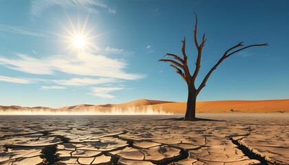 Deserted landscape showcasing pollution and drought effects arid environment nature photography dry climate wide-angle view