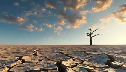 Drought and pollution impacting arid landscapes dry plains environmental photography open sky aesthetic perspective