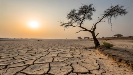 Drought and pollution impacting arid landscape desert environment aerial view environmental consequences
