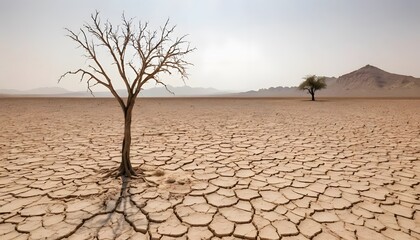 Severe drought and pollution effects arid desert landscape nature photography barren environment wide-angle view ecological crisis