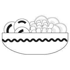 Vegetable salad icon. Healthy food vector. Bowl meal shape. Fresh sliced veggies.