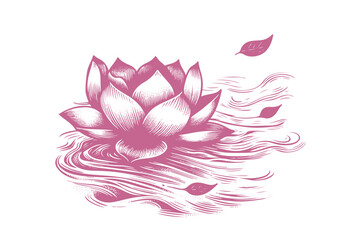 Lotus Flower Engraved Hand Drawn Natural Illustration Vector Isolated by AZ for Books, Arts, Design and Decoration Graphic Asset