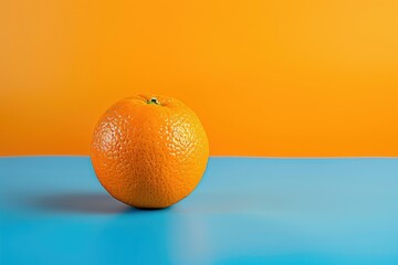 Detailed Color Image of Orange on Blue Table Isolated on Orange