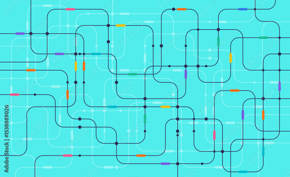 Poster circuit connect lines and dots. network technology and connection concept. decentralized network nod