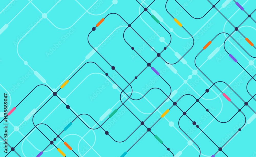 Poster circuit connect lines and dots. network technology and connection concept. decentralized network nod