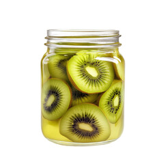 Fresh Kiwi Slices in Jar for Healthy Snacking and Cooking Ideas on transparent background