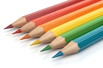 Fototapeta premium Rainbow-Colored Pencils Arranged in Gradient Spectrum